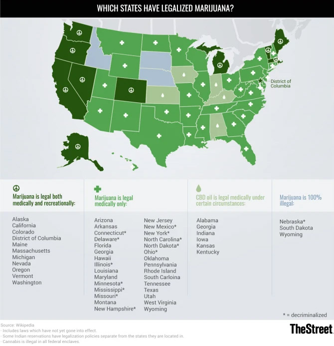 Where Marijuana is Legal - Map
